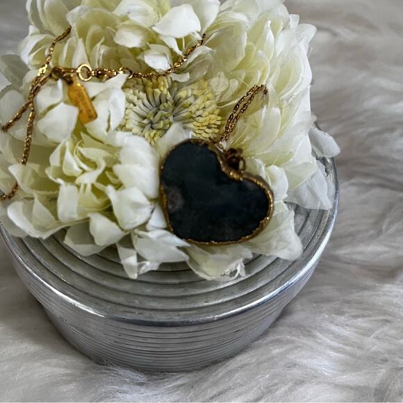 NEW Alexandra Beth Vintage Geode Amethyst Druzy Heart Pendant Necklace 17” NWOT - Picture 5 of 15